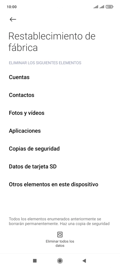 Pulsa Eliminar todos los datos.