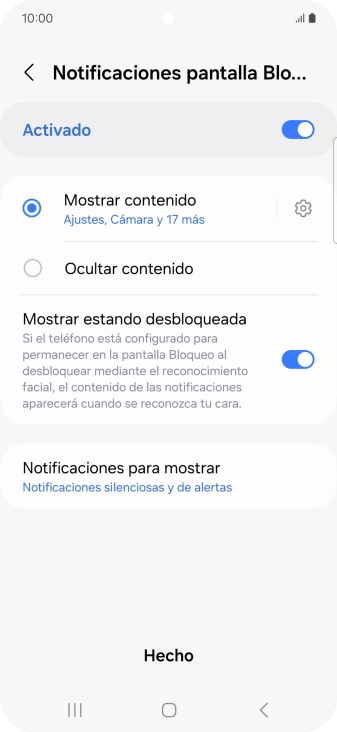 Pulsa los ajustes deseados para activarlos o desactivarlos. Pulsa los ajustes deseados para activarlos o desactivarlos.