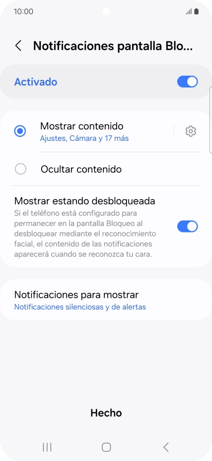 Pulsa los ajustes deseados para activarlos o desactivarlos. Pulsa los ajustes deseados para activarlos o desactivarlos.