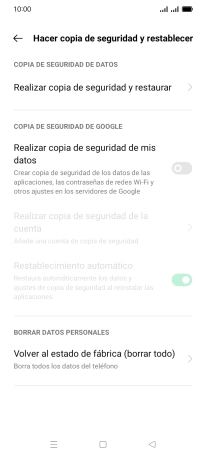 Pulsa Volver al estado de fábrica (borrar todo).