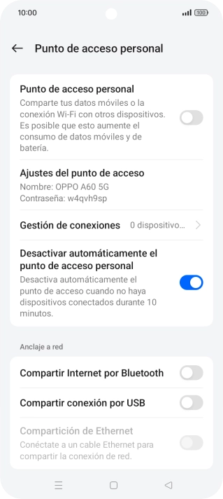 Pulsa Ajustes del punto de acceso.