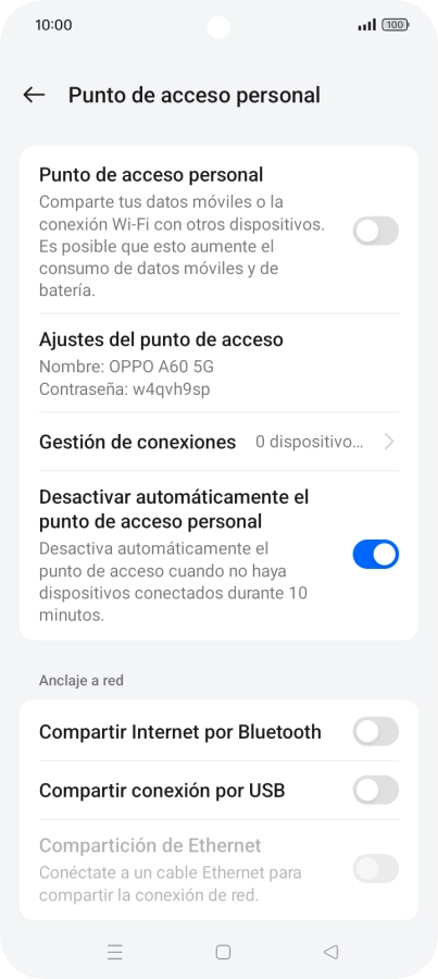 Pulsa Ajustes del punto de acceso.