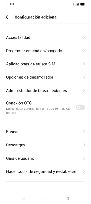 Pulsa Hacer copia de seguridad y restablecer.