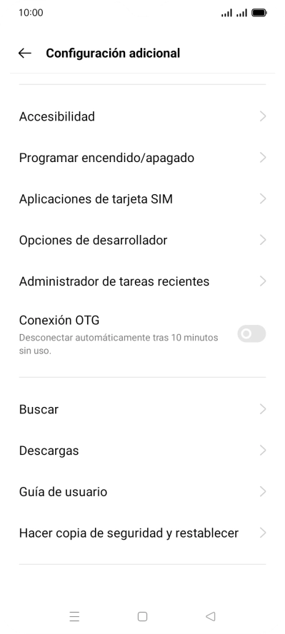 Pulsa Hacer copia de seguridad y restablecer.
