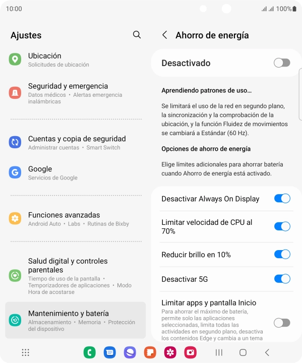 Pulsa el indicador junto a los ajustes deseados.
