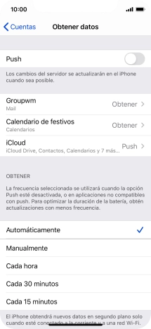 Si desactivas la función, pulsa el ajuste deseado.