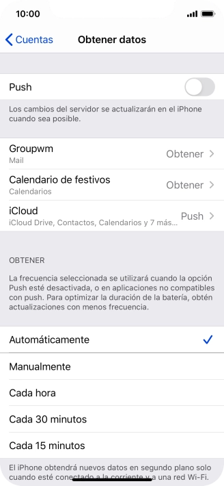 Si desactivas la función, pulsa el ajuste deseado.