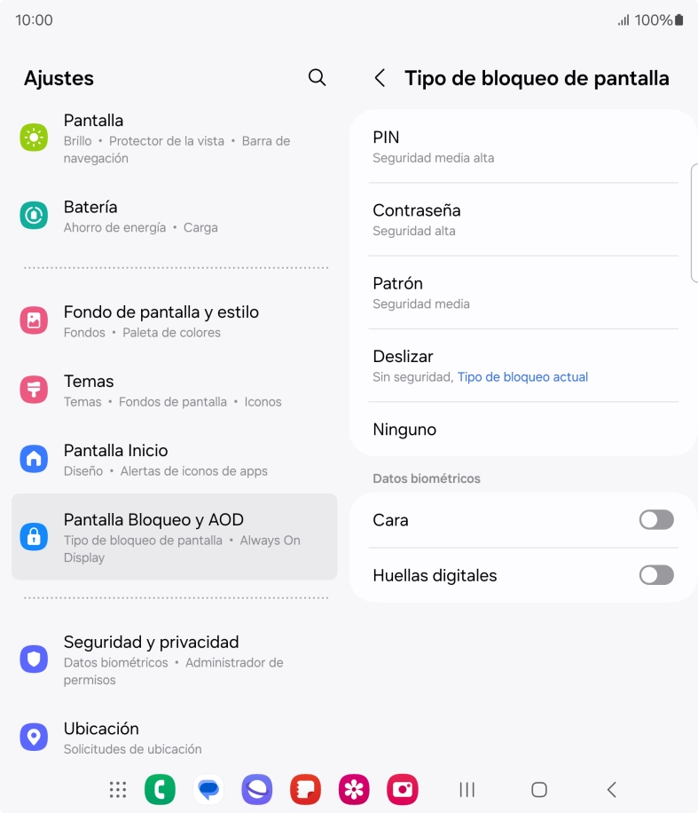Pulsa Huellas digitales.