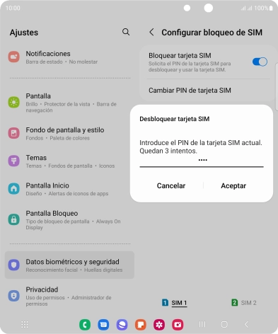 Introduce tu código PIN y pulsa Aceptar.
