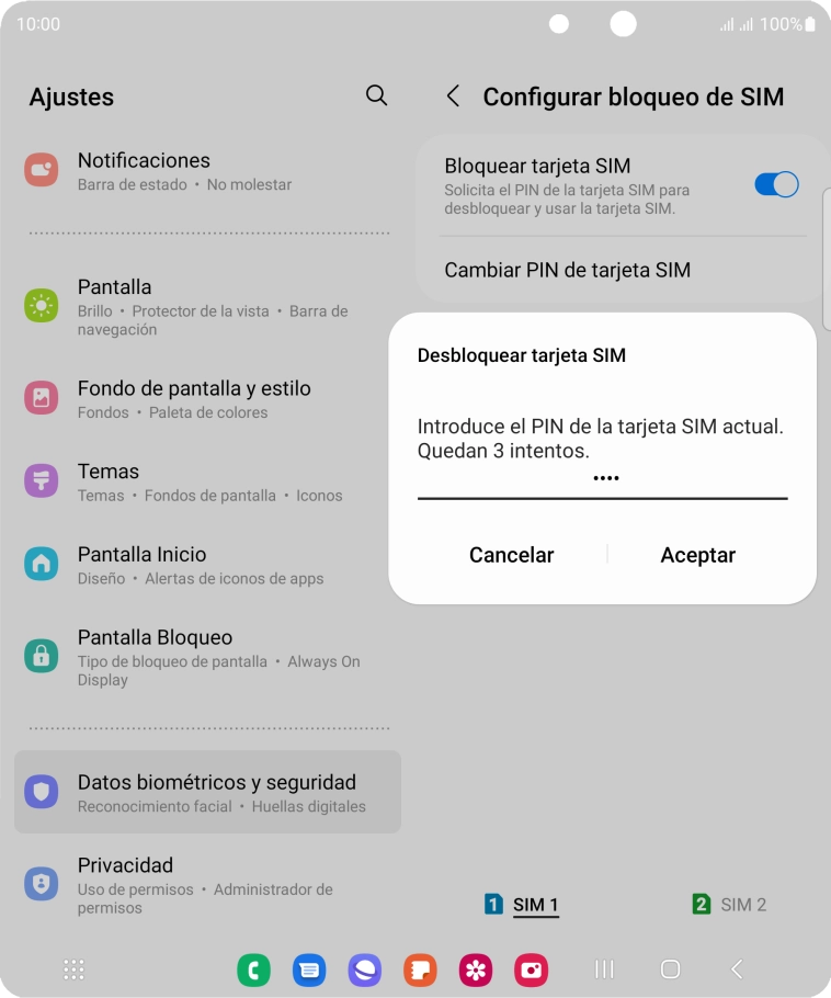 Introduce tu código PIN y pulsa Aceptar.