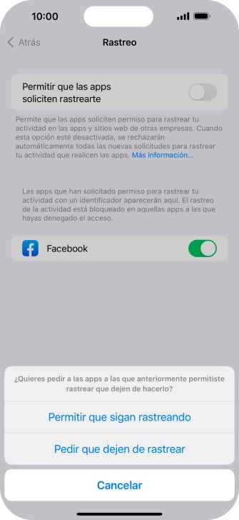 Si desactivas la función, pulsa el ajuste deseado. Si desactivas la función, pulsa el ajuste deseado.