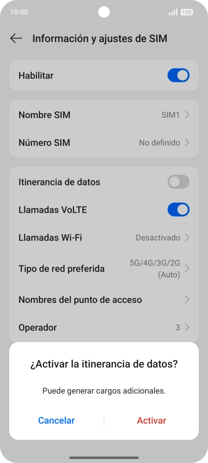 Si activas la función, pulsa Activar.