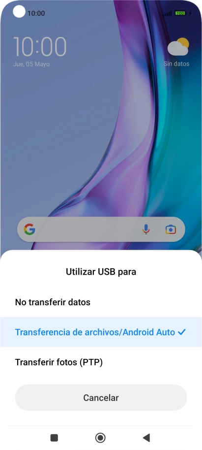 Pulsa Transferencia de archivos/Android Auto.