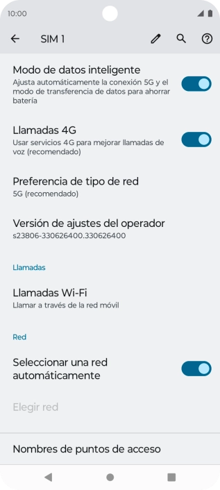 Pulsa Nombres de puntos de acceso.