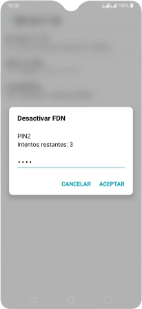 Introduce el código PIN2 y pulsa ACEPTAR.