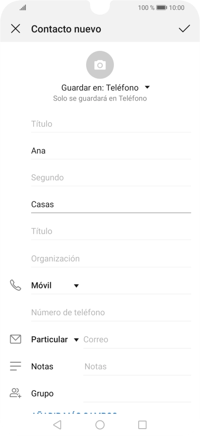 Pulsa Número de teléfono e introduce el número de teléfono deseado.