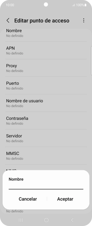 Introduce Vodafone Internet y pulsa Aceptar.