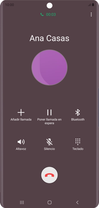 Pulsa el icono de finalizar llamada. Pulsa el icono de finalizar llamada.