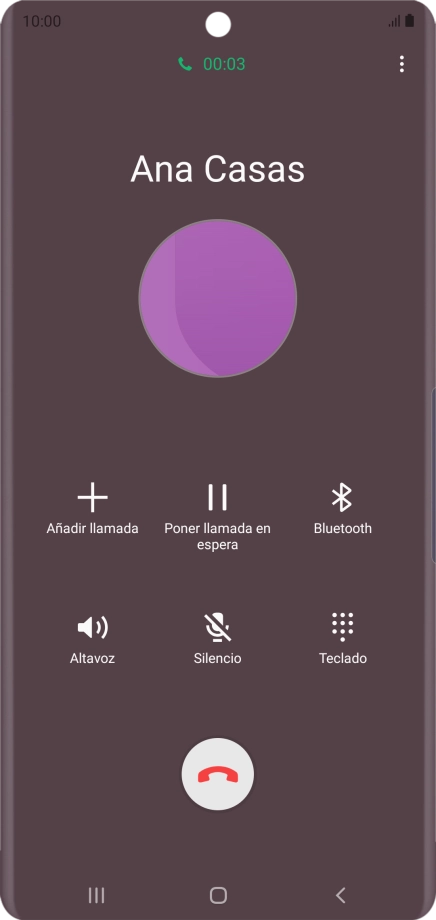 Pulsa el icono de finalizar llamada. Pulsa el icono de finalizar llamada.