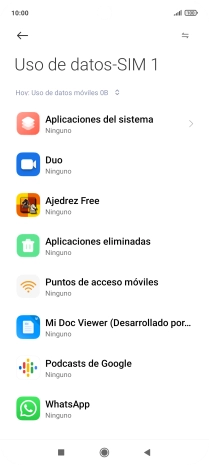 El consumo de datos por cada aplicación aparece bajo el nombre de la aplicación.