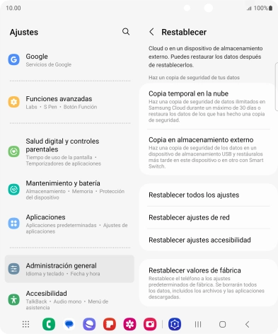Pulsa Restablecer ajustes de red.