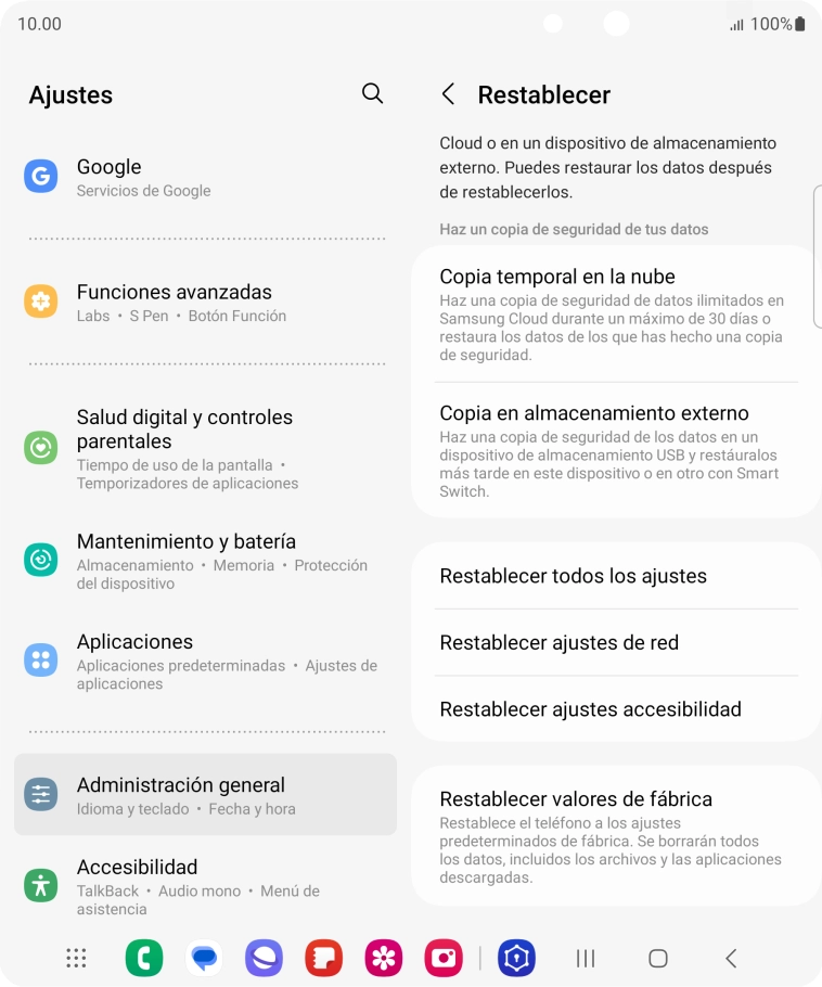 Pulsa Restablecer ajustes de red.