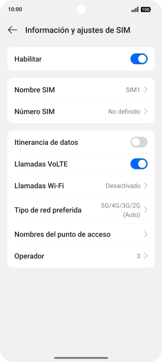 Pulsa Tipo de red preferida.