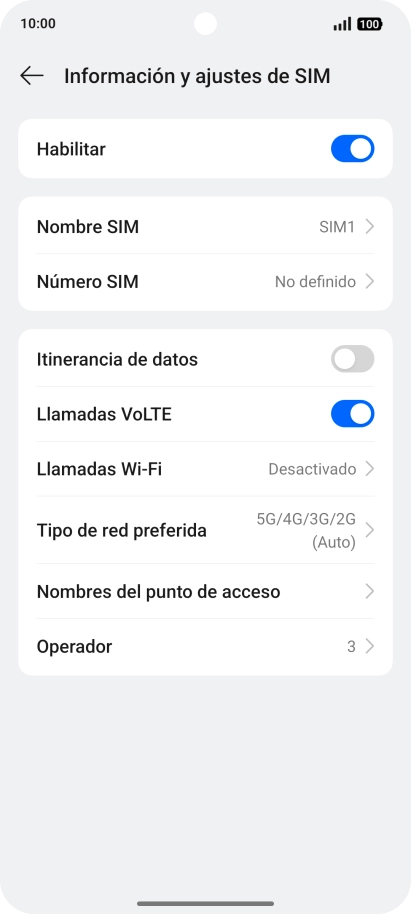 Pulsa Tipo de red preferida.