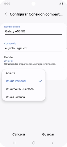 Pulsa WPA3-Personal para proteger la conexión wifi con una contraseña.