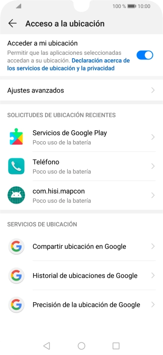Pulsa Precisión de la ubicación de Google.