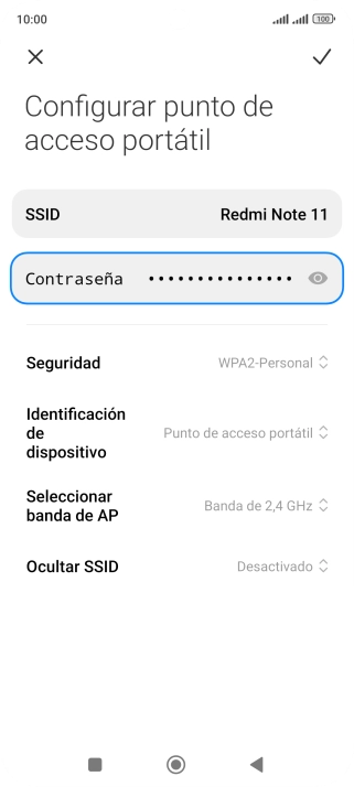 Pulsa SSID e introduce el nombre deseado de la conexión wifi