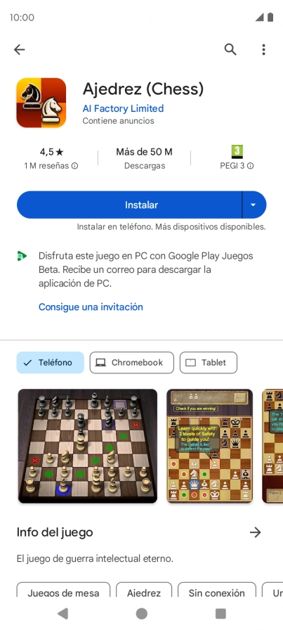 Pulsa Instalar y sigue las indicaciones de la pantalla para instalar la app.