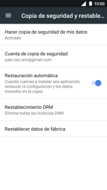 Pulsa Restablecer datos de fábrica.