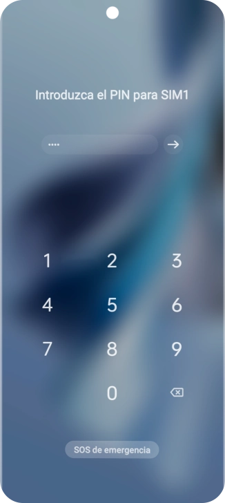 Si tu tarjeta SIM está bloqueada, introduce el código PIN y pulsa la flecha hacia la derecha.