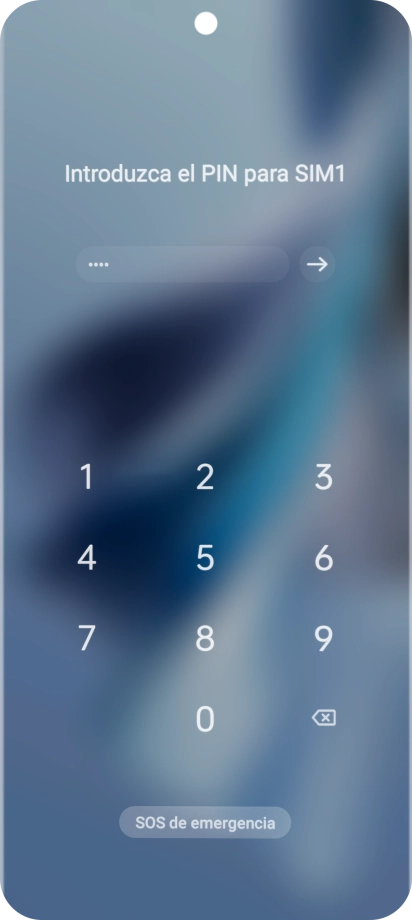 Si tu tarjeta SIM está bloqueada, introduce el código PIN y pulsa la flecha hacia la derecha.