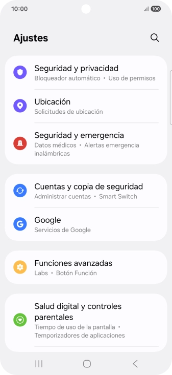 Pulsa Cuentas y copia de seguridad.