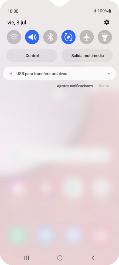 Pulsa USB para transferir archivos.