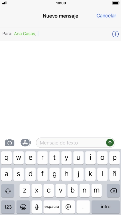 Pulsa en el campo de escritura  y escribe el texto del mensaje corto.