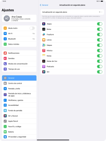 Pulsa Actualización en segundo plano.