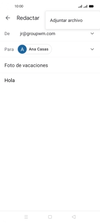 Pulsa Adjuntar archivo y desplázate a la carpeta deseada. Pulsa Adjuntar archivo y desplázate a la carpeta deseada.