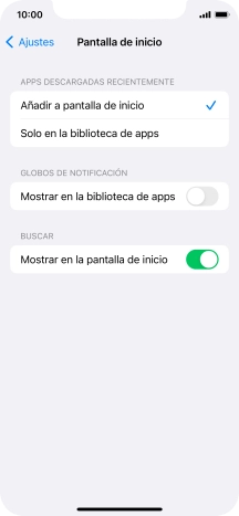 Para añadir nuevas apps descargadas a la pantalla de inicio y a la biblioteca de apps, pulsa Añadir a pantalla de inicio.