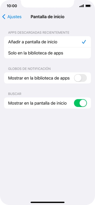 Para añadir nuevas apps descargadas a la pantalla de inicio y a la biblioteca de apps, pulsa Añadir a pantalla de inicio.
