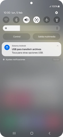 Pulsa Toca para otras opciones USB..