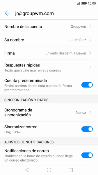 Pulsa Nombre de la cuenta e introduce el nombre de la cuenta de correo electrónico.