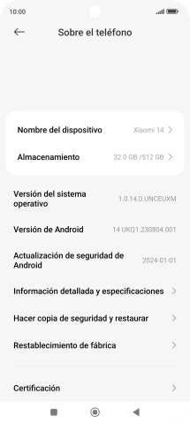 Pulsa Versión del sistema operativo. Si hay una versión de software nueva disponible, aparecerá ahora en la pantalla. Sigue las indicaciones de la pantalla para actualizar el software del teléfono.