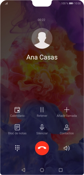 Pulsa el icono de finalizar llamada. Pulsa el icono de finalizar llamada.