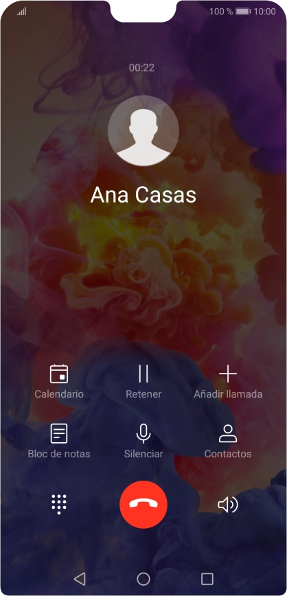 Pulsa el icono de finalizar llamada. Pulsa el icono de finalizar llamada.