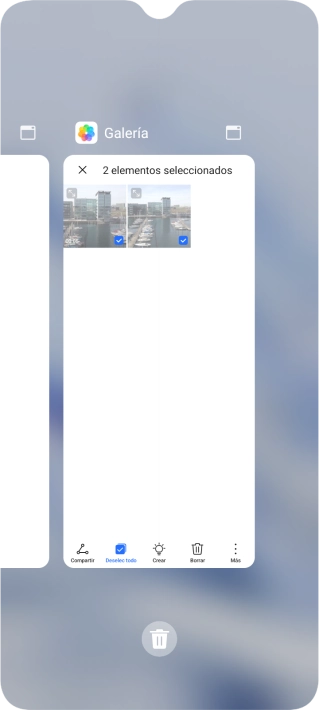 Para cerrar una sola aplicación en ejecución, desliza el dedo hacia arriba sobre la aplicación deseada.