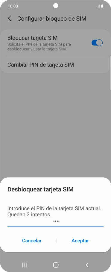 Introduce tu código PIN y pulsa Aceptar.