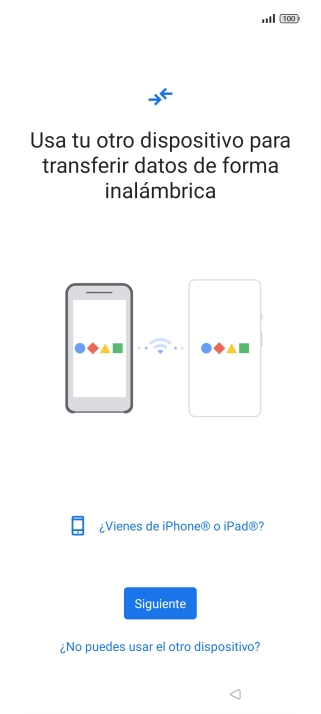 Sigue las indicaciones de la pantalla para transferir contenido desde otro teléfono.